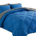 Cosybay Bed In A Bag Queen Comforter Sets 7Pcs All Season Solid Down Alternative Bedding Sets Blue And Grey With Comforter, Pill
