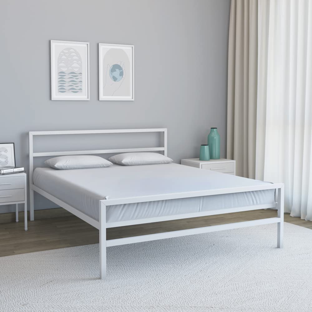 Nilkamal Sleep Striker Queen Size Metal Bed (White)