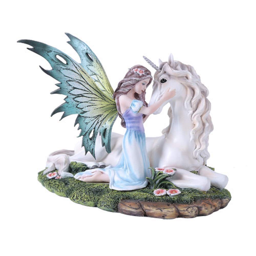 Pacific Giftware Fairy Princess with Unicorn Statue Meadow Flowers Fairyland Legends Collection