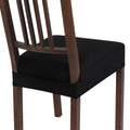 Searchi Stretch Dining Chair Seat Covers Set Of 4, Soft Removable Washable Seat Covers For Dining Chairs, Dining Room Seat Cover Protector (Rear-Covered, Pure Black)