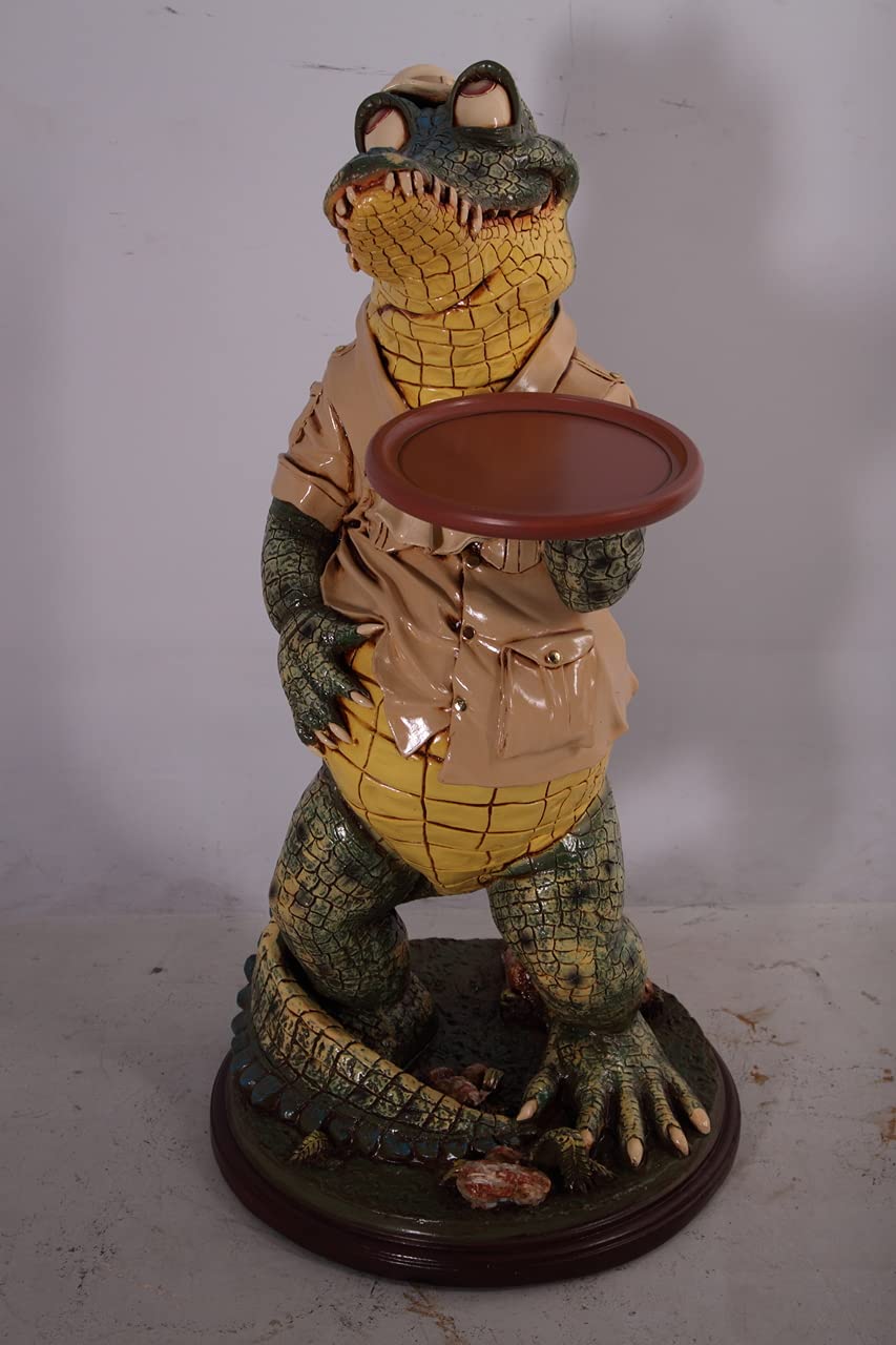 AFD Home Crocodile Butler Statue Novelty Decor Multicolored Fiberglass 39"