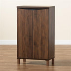 Baxton Studio Talon Modern and Contemporary Two-Tone Walnut Brown and Dark Grey Finished Wood 2-Door Shoe Storage Cabinet