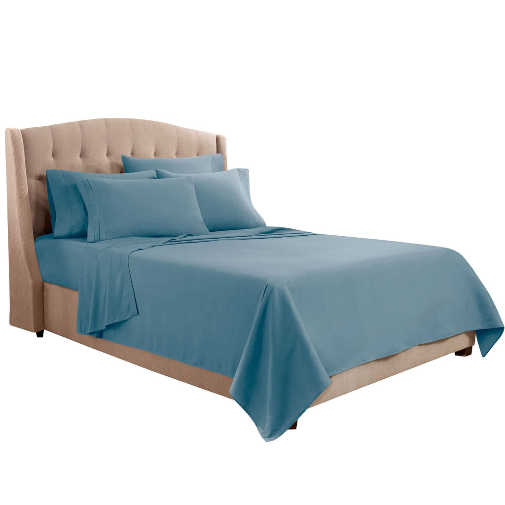 Clara Clark Full Sheets, 6 Piece Set - Hotel Luxury Sheets For Full Size Bed, Super Soft Bedding Sheets & Pillowcases, Full Size Sheets, Blue Heaven
