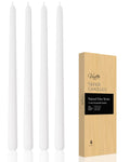 Taper Candles 12 Inch White Set of 4 Unscented, Dripless, Smokeless Long Tall Tapered Candlesticks Wedding Home Decor Dinner