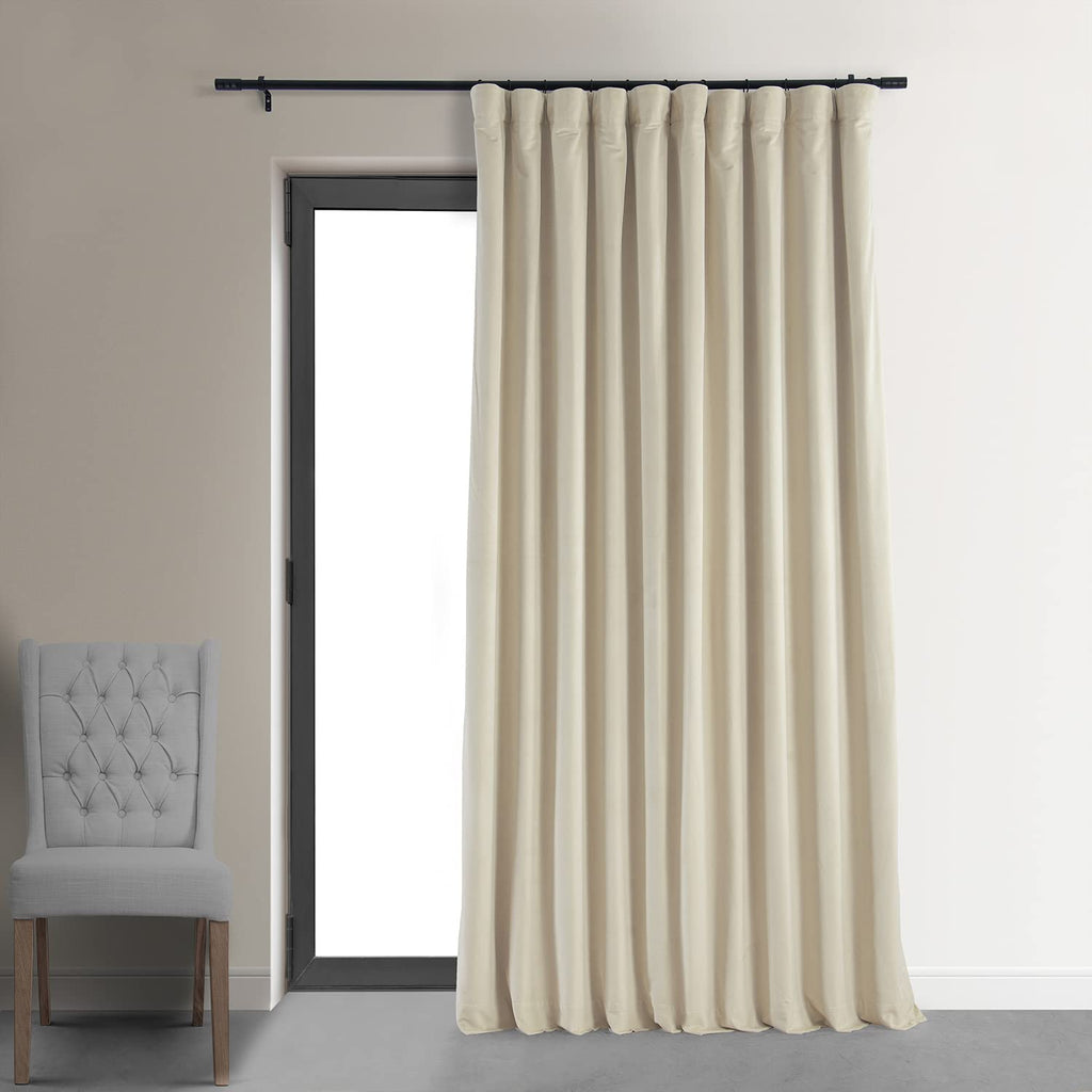 Hpd Half Price Drapes Signature Velvet Thermal Blackout Curtains For Living Room 120 Inch Long (1 Panel) Rod Pocket Insulated Blackout Curtains For Bedroom Window Curtains, 100W X 120L, Neutral Ground