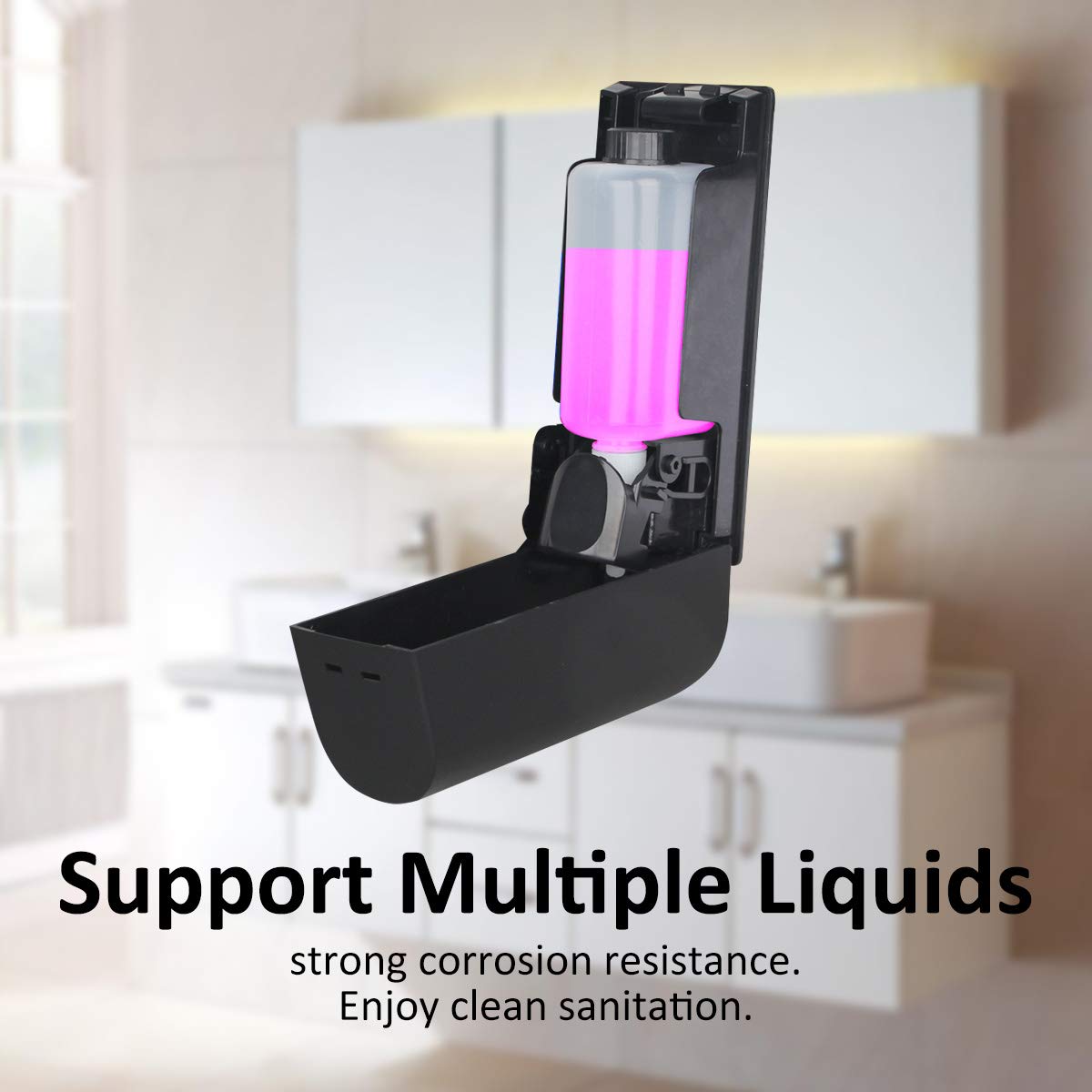Aumio Soap Dispenser Shower Gel Shampoo Conditioner Refillable Bottles Abs Wall Mount 350Ml Black One Pack