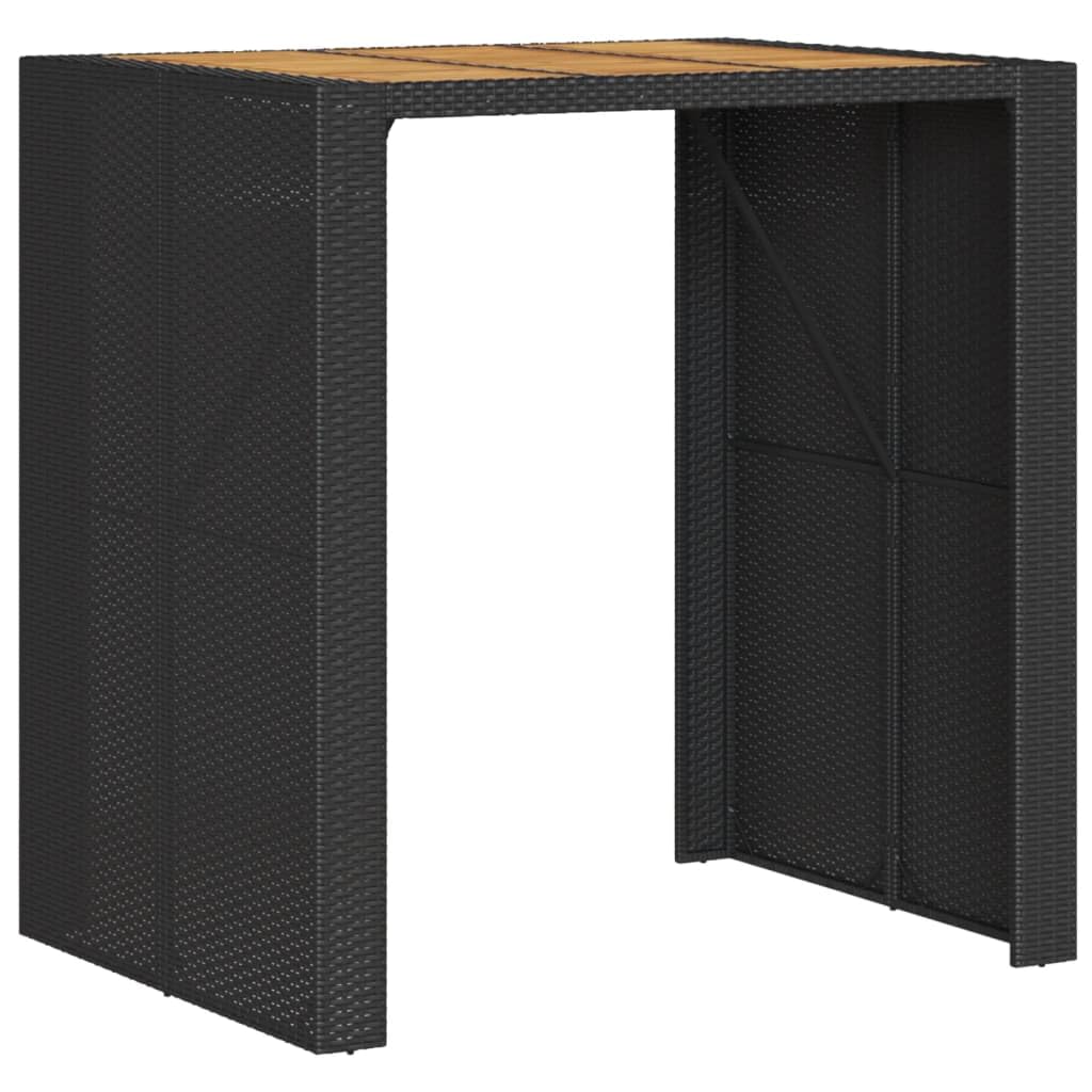 vidaXL Patio Table - Acacia Wood Top Outdoor Dining Table in Black Poly Rattan - 41.3"x31.5"x43.3" for Garden, Patio, Deck
