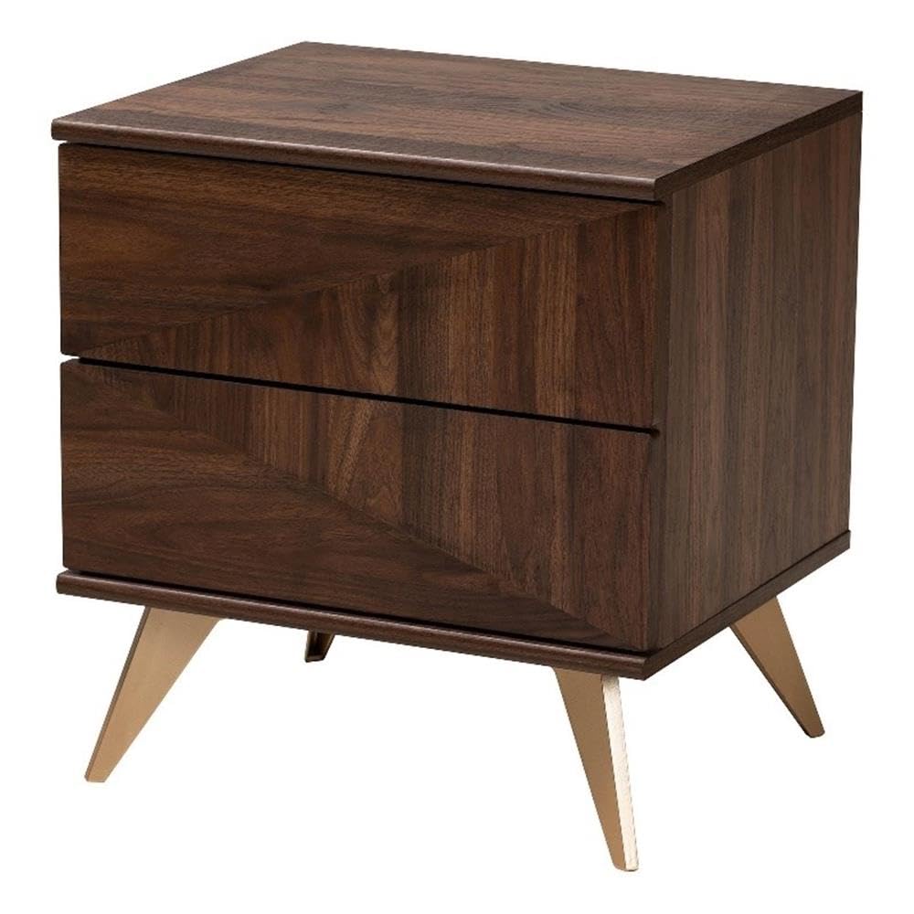 Baxton Studio Graceland Mid-Century Modern Transitional Walnut Brown Finished Wood 2-Drawer Nightstand