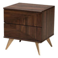 Baxton Studio Graceland Mid-Century Modern Transitional Walnut Brown Finished Wood 2-Drawer Nightstand