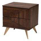 Baxton Studio Graceland Mid-Century Modern Transitional Walnut Brown Finished Wood 2-Drawer Nightstand