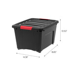 Iris Usa 32 Qt Stackable Plastic Storage Bins With Lids, 4 Pack - Bpa-Free, Made In Usa - Garage Organizing Solution, Latches, D