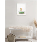 Sylvie Lion Cub in Green Bathtub on Colored Tile Framed Canvas by Amy Peterson