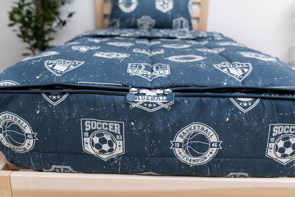 Beddy's Zipper Bedding Toddler Set - Sports Theme - Blue Polyester