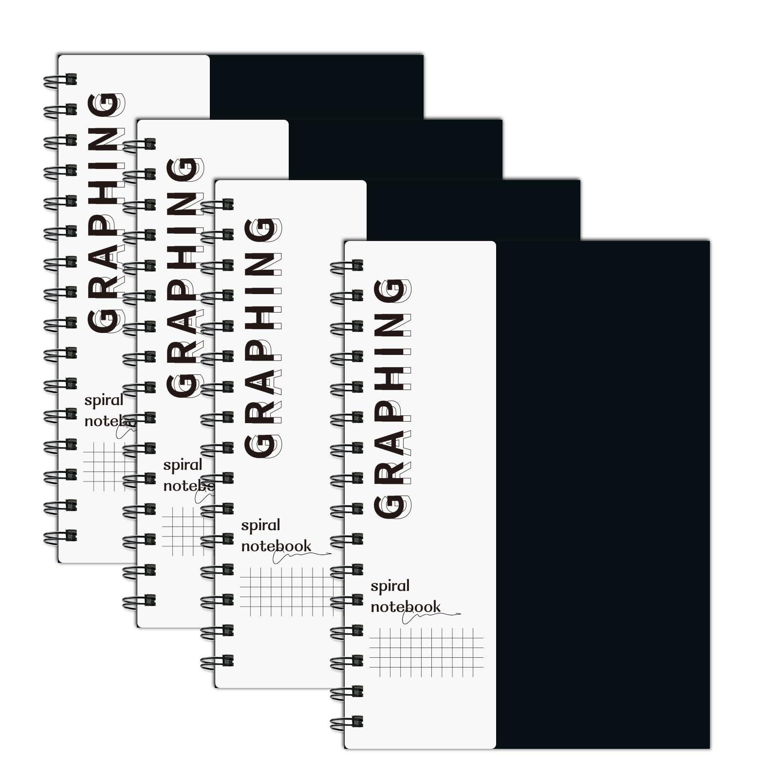 Rinrda A5 Graph Paper Spiral Notebook 8.5' X 5.7'-4 Pack Grid Notebook Hardcover Notebook 120 Pages 100 Gsm Thick Graphing Pap