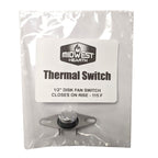 Midwest Hearth Thermal Fan Switch for Fireplace Blower - 115°F ON, 90°F OFF, Steel, Silver