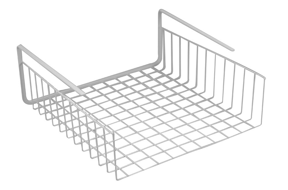 Southern Homewares Under Shelf Basket Wire Wrap Rack White Storage Organizer for Kitchen Pantry, 12 1/2 x 12 1/2 x 5
