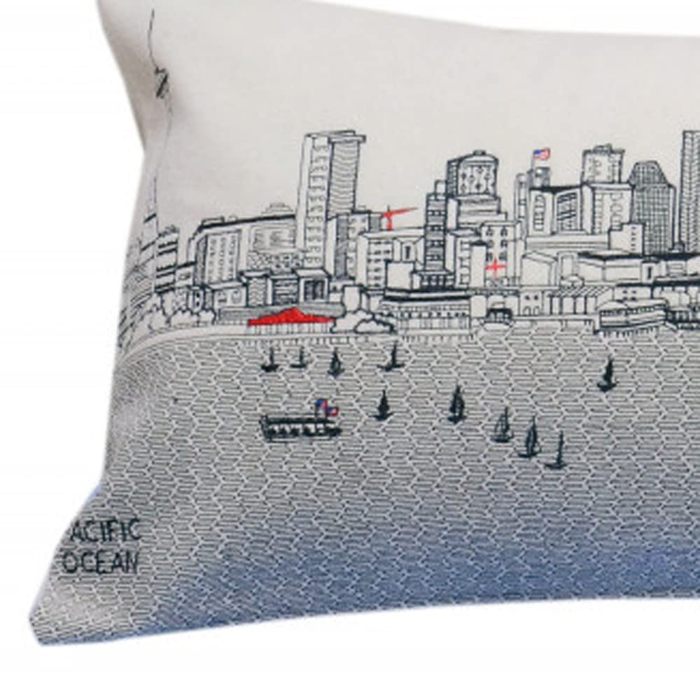 HomeRoots Cream 35' White Seattle Daylight Skyline Lumbar Decorative Pillow