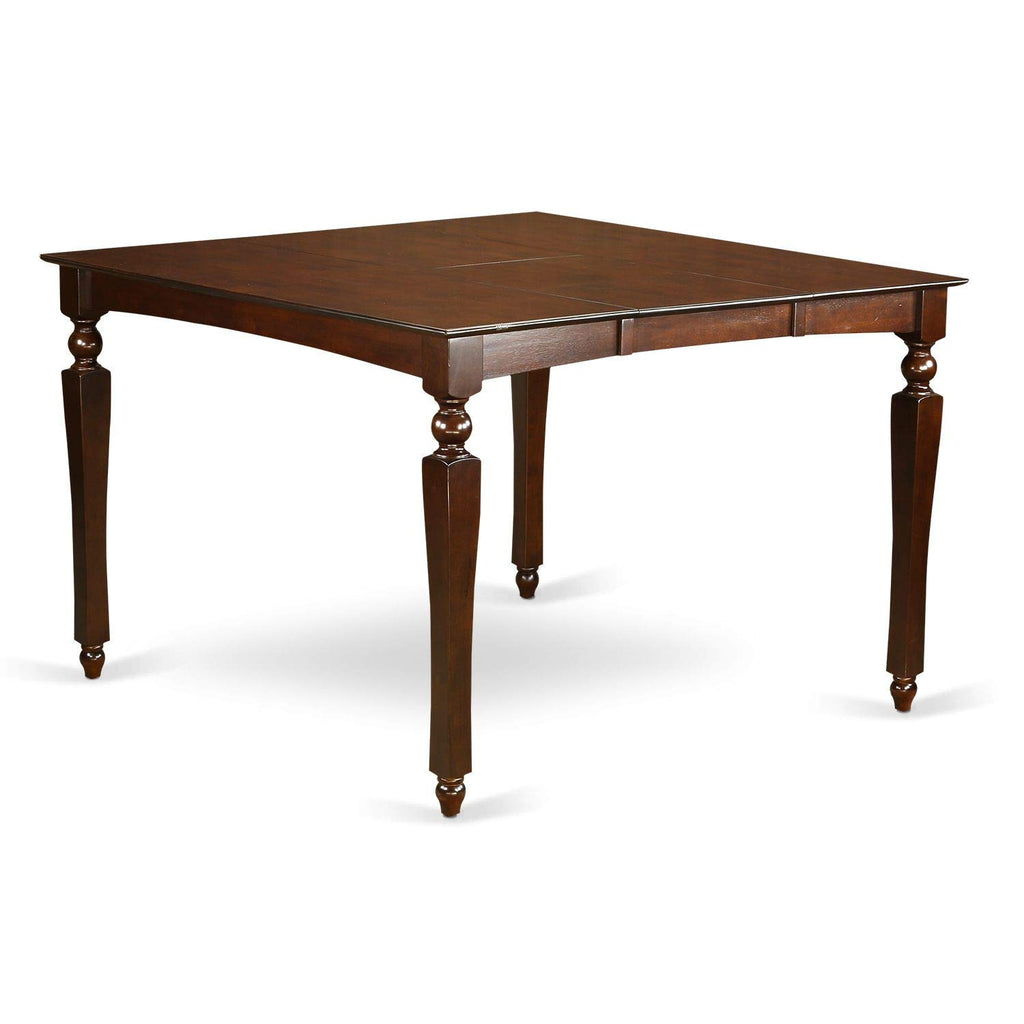 East West Furniture CHEL5-MAH-C Chelsea 5 Piece Counter Height Set Includes a Square Dining Room Table with Butterfly Leaf and 4 Linen Fabric Upholstered Chairs, 54x54 Inch