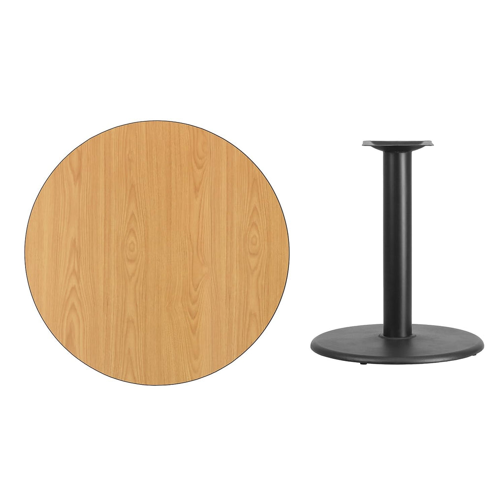 Flash Furniture Graniss 36'' Round Natural Laminate Table Top with 24'' Round Table Height Base