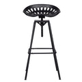 38 Inch Industrial Metal Barstool, Swivel and Adjustable Seat Height, Angled Legs, Black