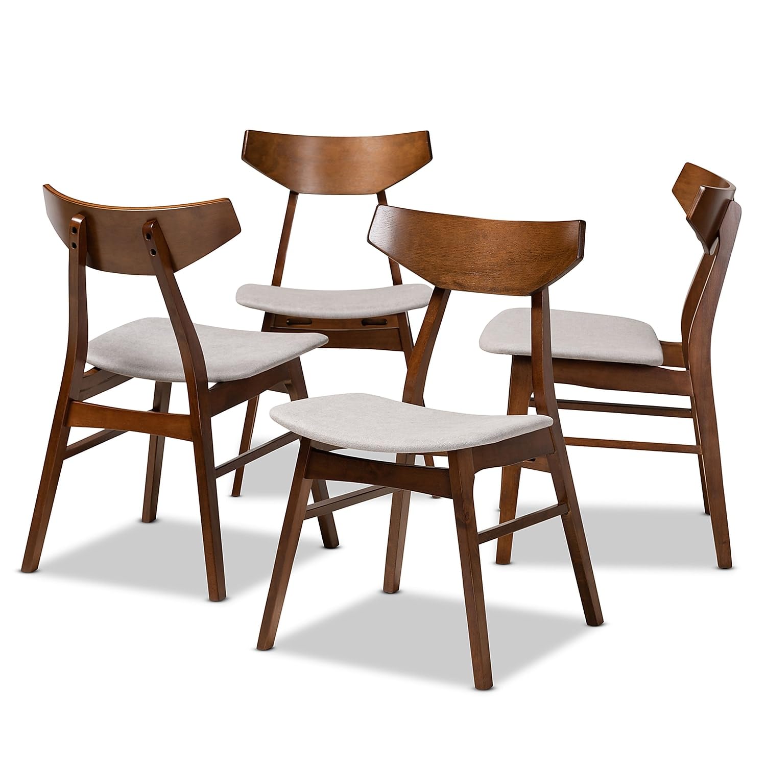 Baxton Studio Danica Gray Upholstered Wood 4-Piece Dining Chair Set