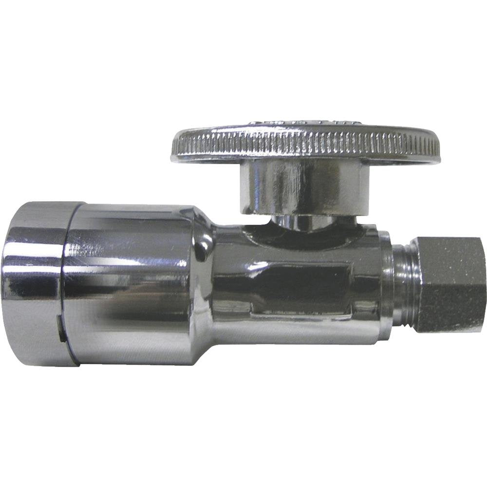 Apollo Chrome Push Straight Stop Valve, 1/2' Pex X 3/8' Comp