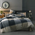 Cotton Plaid Duvet Cover Full Size Geometric Grid Checkered Bedding Sets Full Modern Style 3 Piece Plaid Comforter Cover For Men