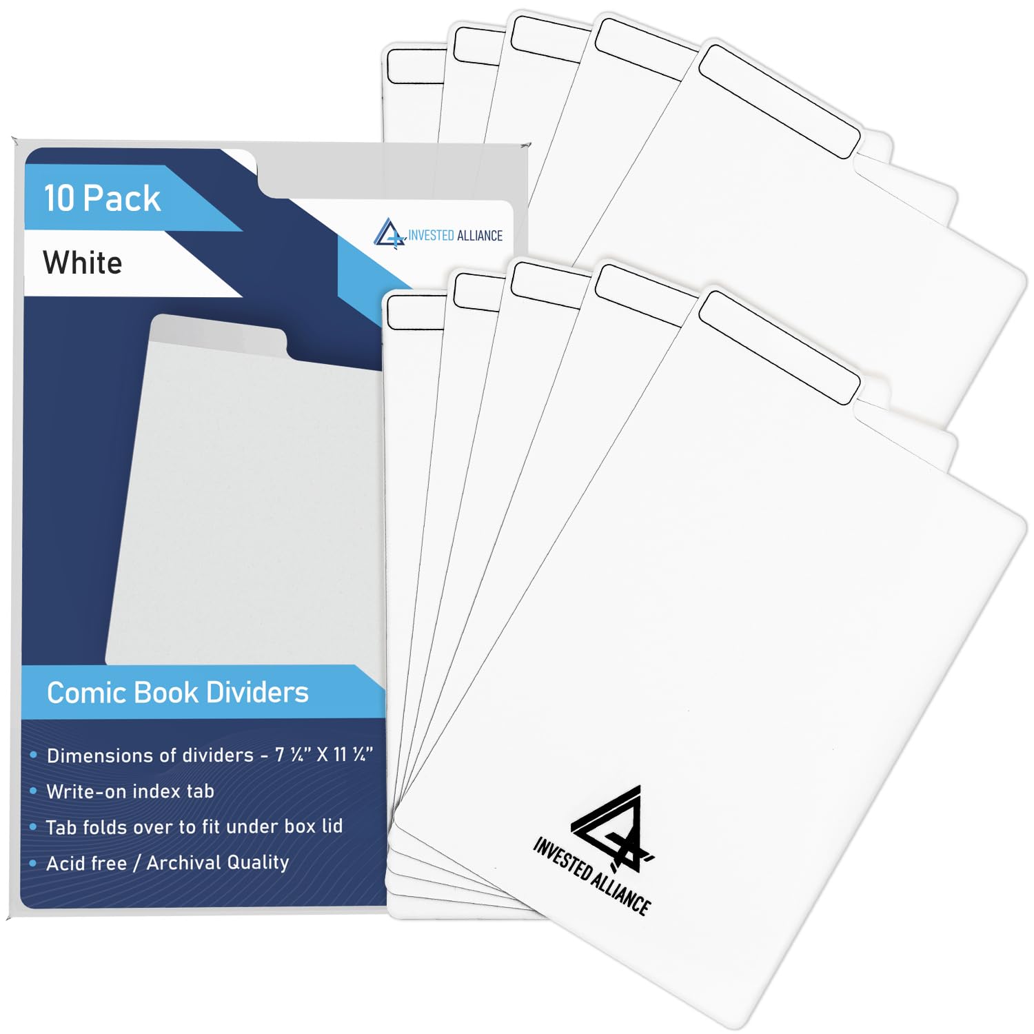 White Comic Book Dividers (10 Pack) | 30Pt Polyethylene Plastic, Bins, Cabinets, Library Dividers, Comic Book Boards For Fabric