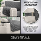 Sofa Shield Patented Couch Slip Cover, Large Cushion Protector, Reversible Stain And Dog Tear Resistant Slipcover, Quilted Microfiber 70” Seat, Washable Covers For Dogs Pets Kids, Charcoal