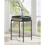 Acme Furniture Round End Table with Open Top, Black