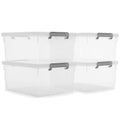 Citylife 33 Qt. Plastic Storage Bins with Lids Large Stackable Storage Containers for Organizing Clear Durable Storage Box, 4 Pa