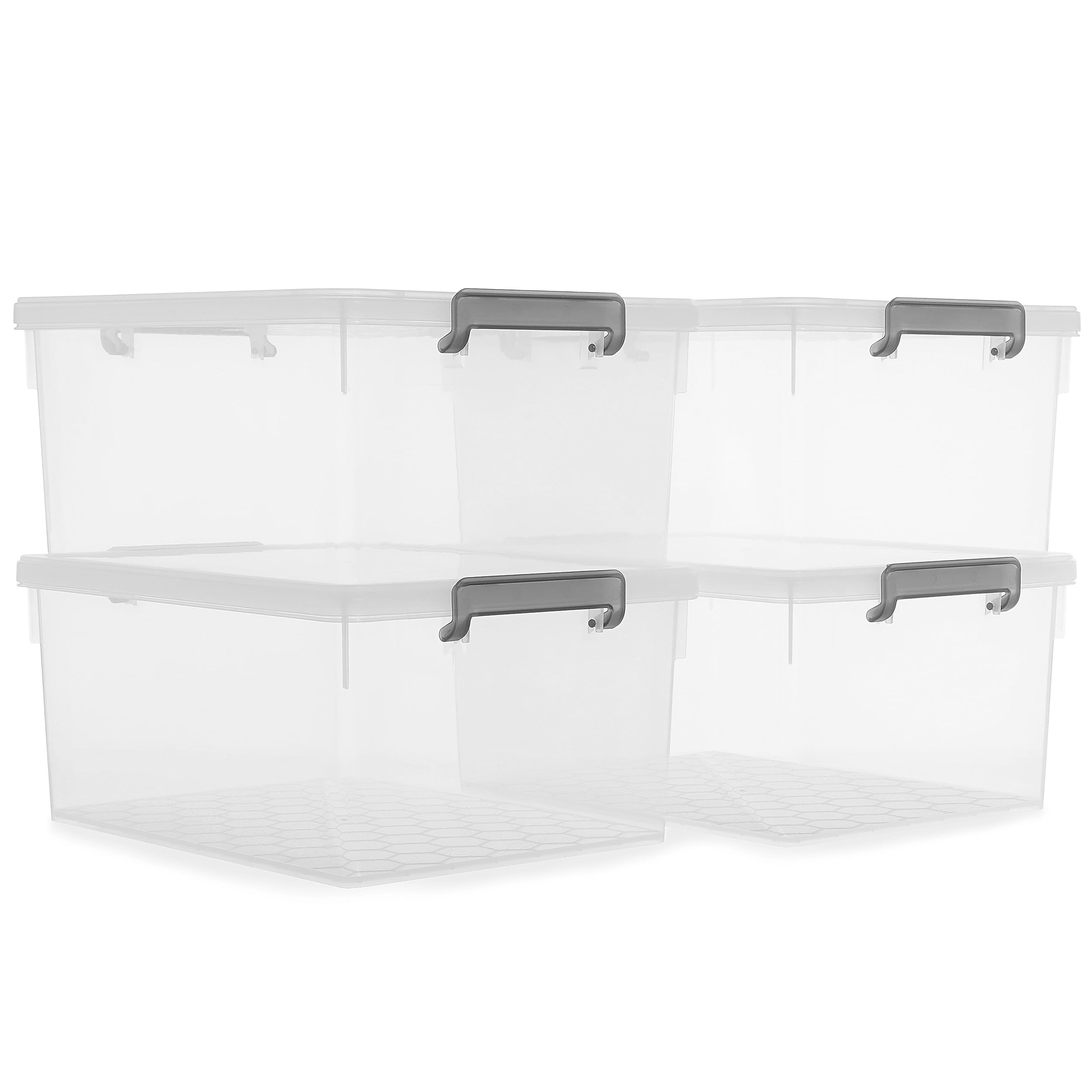 Citylife 33 Qt. Plastic Storage Bins with Lids Large Stackable Storage Containers for Organizing Clear Durable Storage Box, 4 Pa