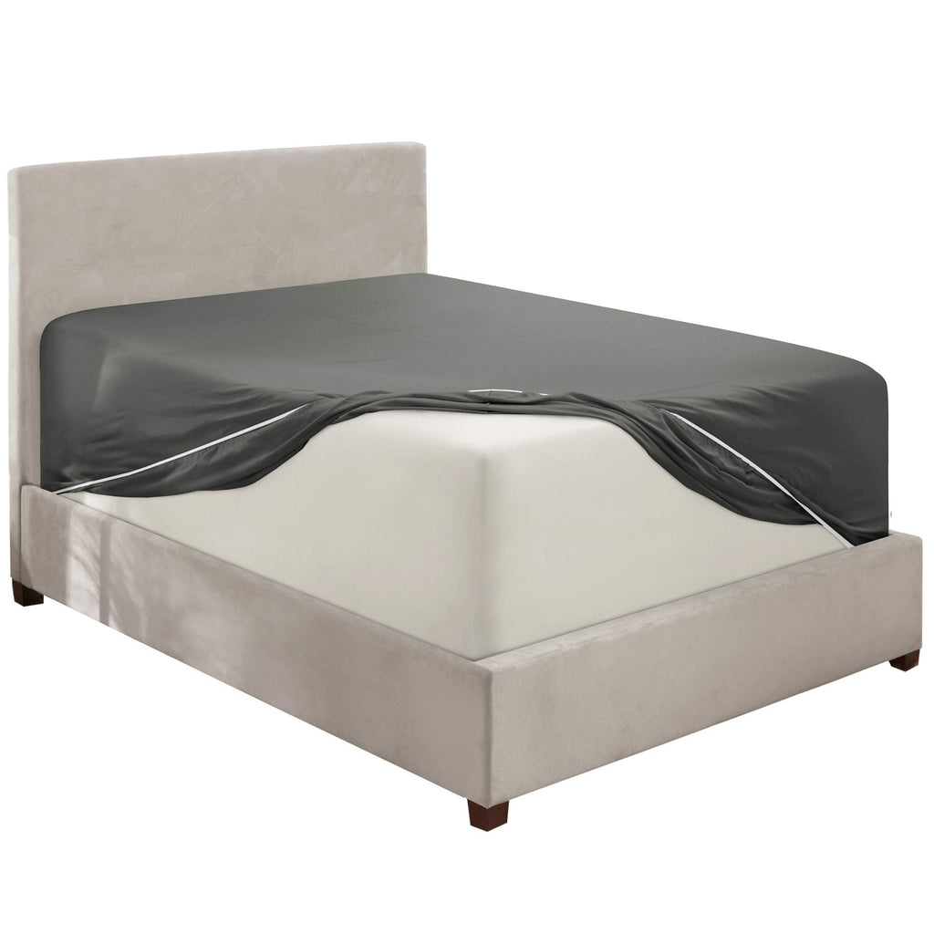Nestl Extra Deep Pocket King Fitted Sheet, Grey Fitted Sheet King Size, 1800 Microfiber King Fitted Sheet Only, Ultra Soft King Bed Fitted Sheet Fits Up To 24 Inch Mattress - King Size Fitted Sheets