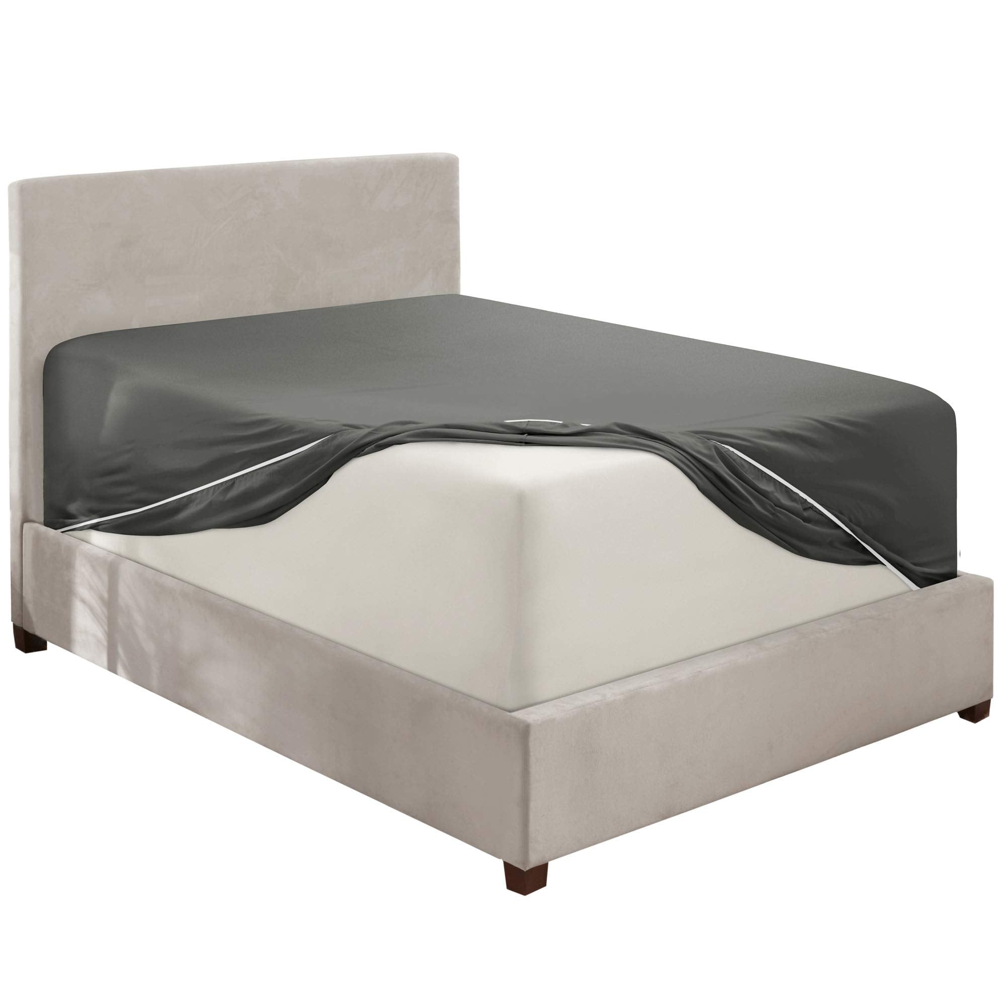 Nestl Extra Deep Pocket King Fitted Sheet, Grey Fitted Sheet King Size, 1800 Microfiber King Fitted Sheet Only, Ultra Soft King Bed Fitted Sheet Fits Up To 24 Inch Mattress - King Size Fitted Sheets