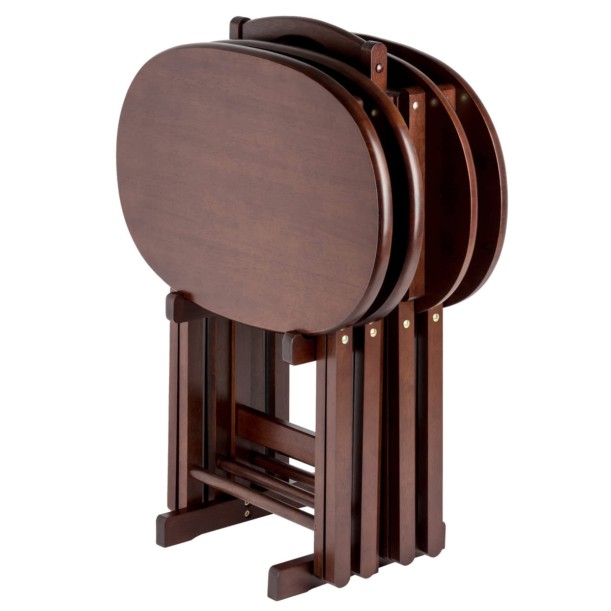 Winsome Nathan Snack Table Set With Stand, For Living Room, 26 Inch , Cappuccino, Set Of 4 Tables
