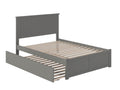 AFI Nantucket Full Size Platform Bed with Footboard and Full Trundle in Grey