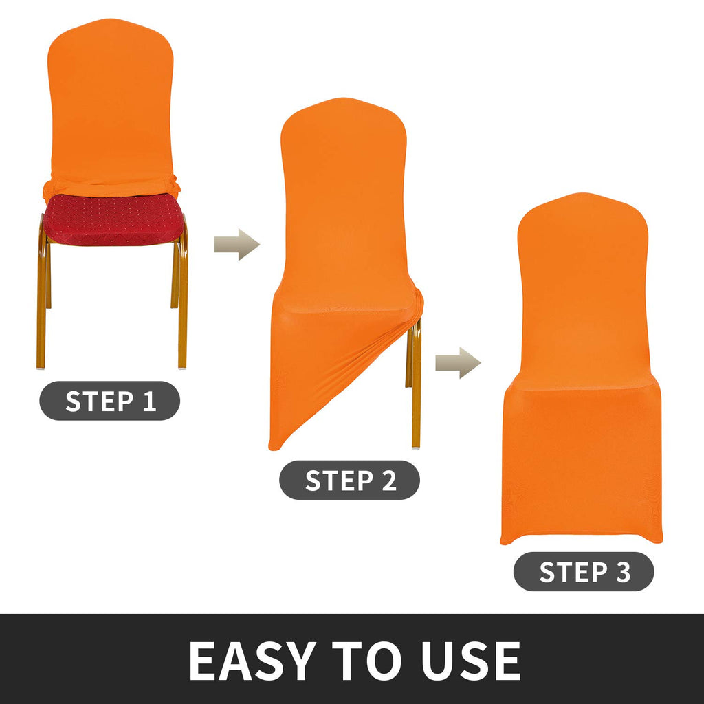 Peomeise Stretch Spandex Chair Cover For Wedding Party Dining Banquet Event (Orange, 6)