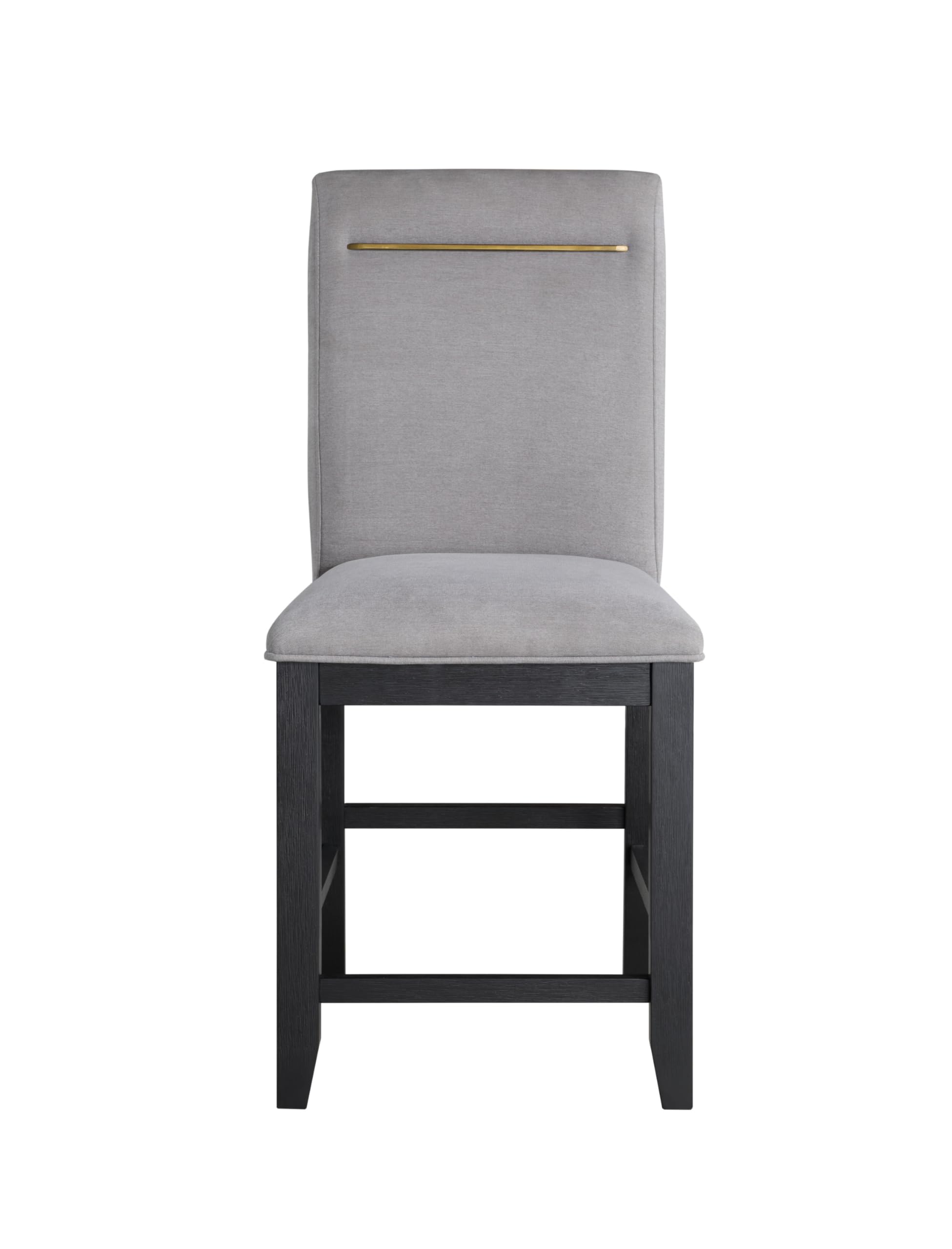 Steve Silver Yves SilverShield Performance Fabric Accent-Rubbed Charcoal Finish, Set of 2 Counter Chair, 20 x 20.35 x 42, Gray,gold,grey,Silver