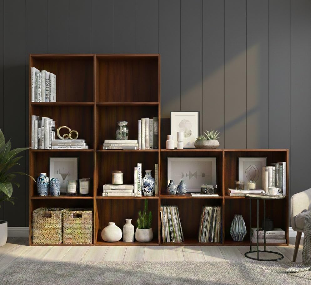 The Good Luck Wooden Bookcase Shelving Display Storage Shelf Unit Brown 4, 4, 2, 2 Tier