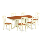 East West Furniture NAKE7-WHI-W Napoleon 7 Piece Modern Set Consist of a Rectangle Wooden Table with Butterfly Leaf and 6 Dining Room Chairs, 40x78 Inch, Buttermilk & Cherry