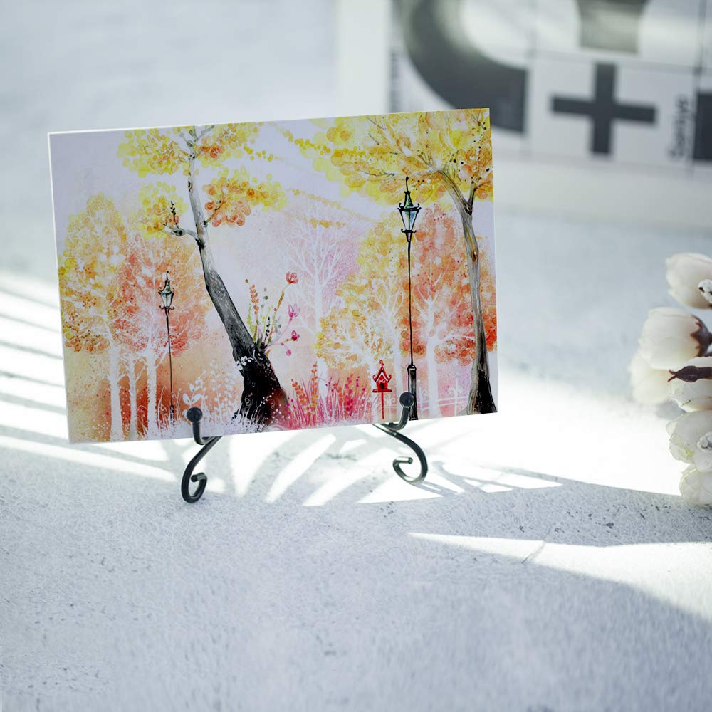 Artliving 4 Pack Black Iron Display Stands - 4 Easel Holders for Photos, Plates, Tablets, and Art