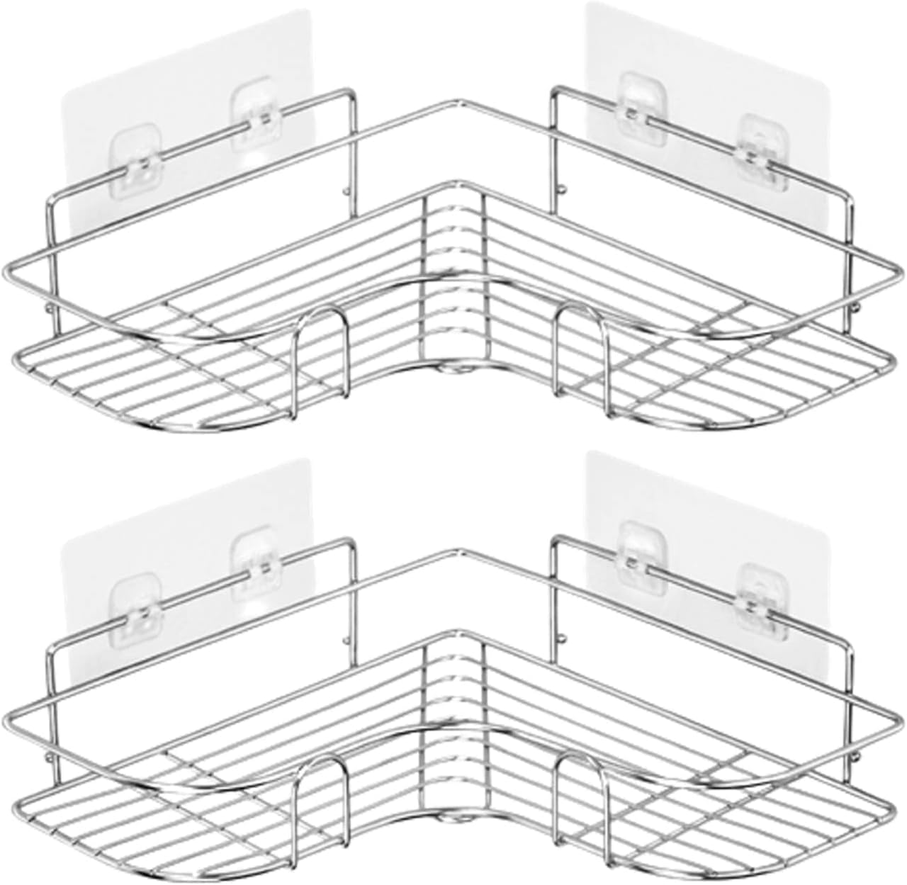 SkyTouch 2Pcs Corner Shower ShelvesSelf Adhesive No Drilling Wall Mounted Shower Storage Shelf Organizer For Your Bathroom, Kit