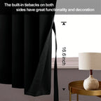 Jiuzhen Black Blackout Curtains With Tiebacks - Thermal Insulated, Light Blocking And Noise Reducing Grommet Curtains For Bedroom And Living Room, Set Of 2 Window Curtain Panels, 34 X 24 Inch Length