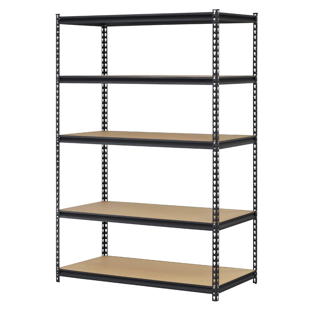 Edsal URWM184872BK Black Steel Storage Rack, 5 Adjustable Shelves, 4000 lb. Capacity, 72 Height x 48 Width x 18 Depth