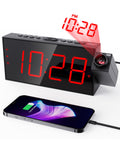 OnLyee Projection Alarm Clock for Bedroom,LED Digital Clock on Ceiling Wall with USB Phone Charging,Battery Backup,180 Rotatable