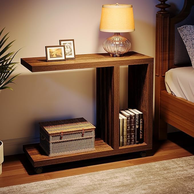 Desert Wood Arts Natural Mango Wood End Table For Living Room Wooden Side Table Sofa Accent Table With Storage Shelf Home Decor