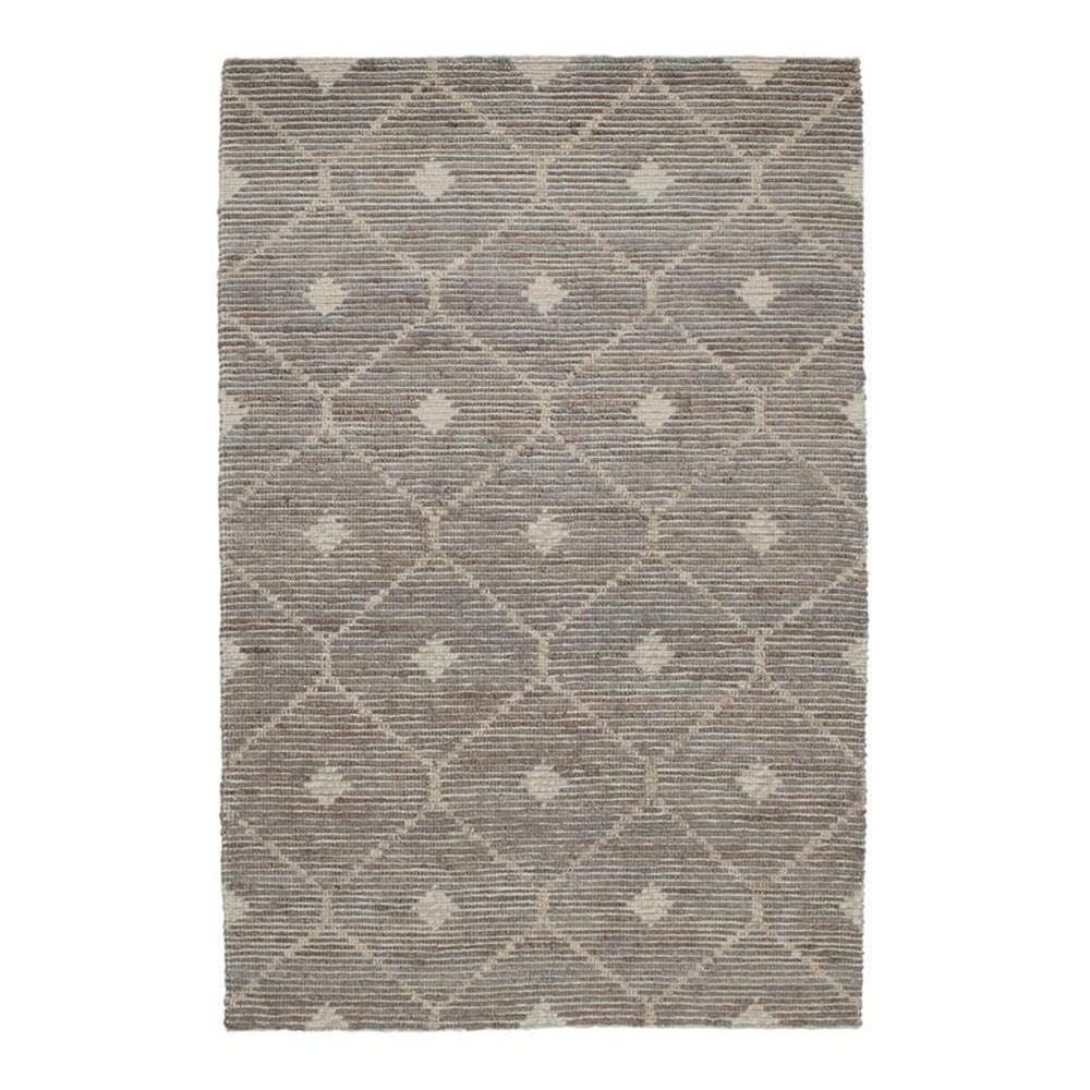 Kosas Home Reign 60 X 96 Linked Diamond Wool & Jute Area Rug In Stone Gray