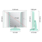 Deweisn Tri-Fold Lighted Vanity Mirror With 21 Led Lights, Touch Screen And 3X/2X/1X Magnification, Two Power Supply Mode Make U