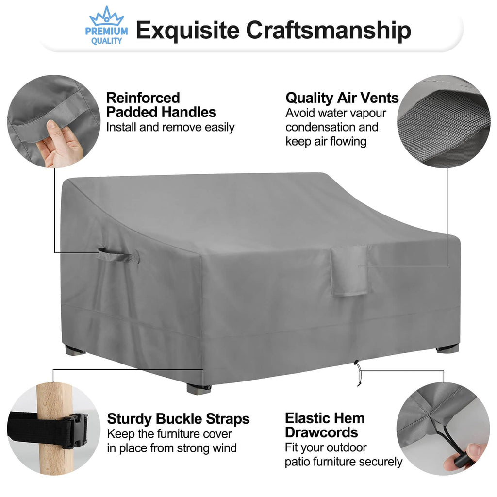 Outdoorlines Outdoor Waterproof Patio 3-Seater Couch Cover - Uv Resistant Patio Sofa Furniture Covers Weatherproof Heavy Duty Glider Covers For Outdoor Furniture, 88Wx32.5Dx33H Inches, Gray
