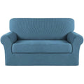 Turquoize Stretch Sofa Slipcover 2 Pieces Sofa Cover Couch Cover For 3 Cushion Couch Washable Furniture Protector Covers With Elastic Bottom Feature Thick Jacquard Fabric (Sofa, Dusty Blue)